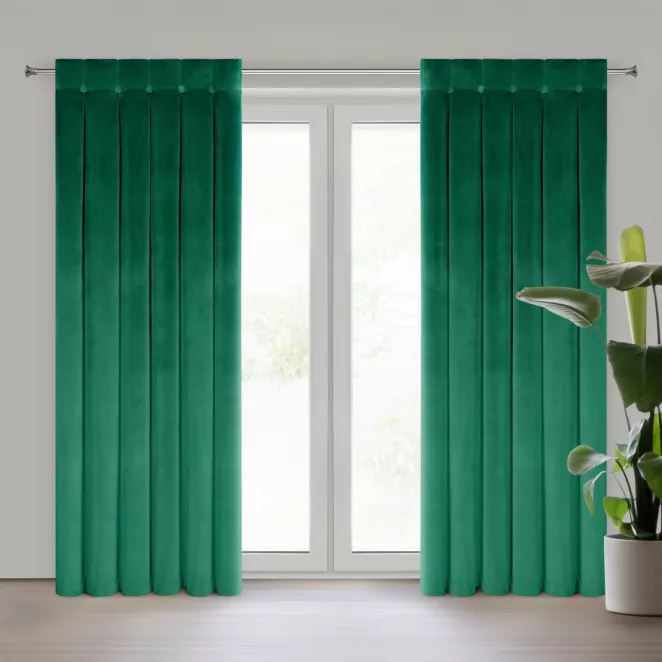 Zasłona ciemnobeżowa z welwetu zdobiona welwetowymi guzikami 85x250 cm (wymiar podany na gotowo) szelki - ALITA Eurofirany