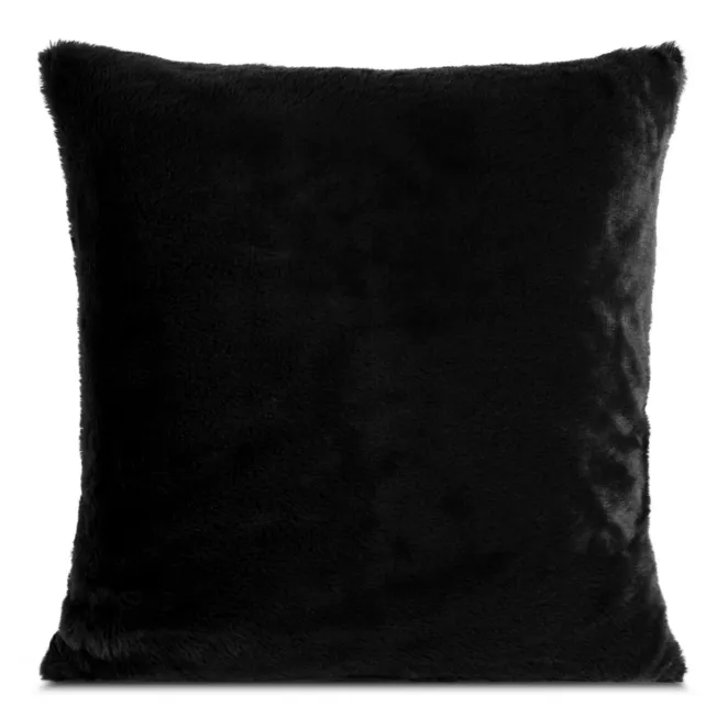 Poszewka na poduszkę 60x60 cm czarna z miękkiej futrzanej tkaniny NINA Eurofirany