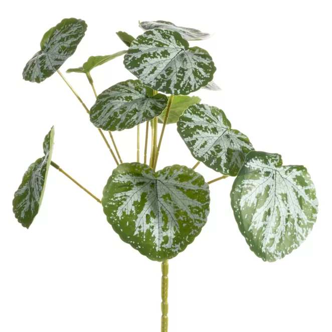 Sztuczne liście dekoracyjne BEGONIA zielono-srebrne Eurofirany