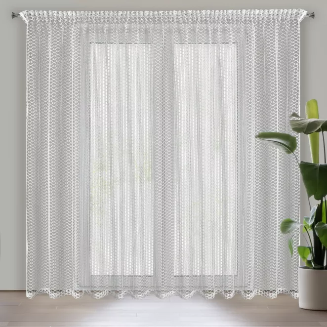 Firana biała z luźnej siateczki 300x270 cm taśma - AIDEN Eurofirany