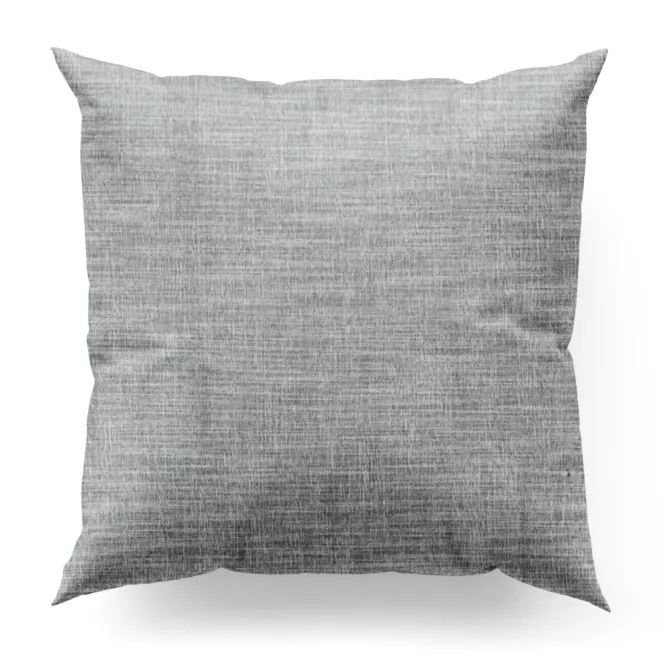 Poszewka szyta srebrno popielata z tkaniny w stylu eko o naturalnym splocie, z efektem melanżu, wykończona obciążnikiem