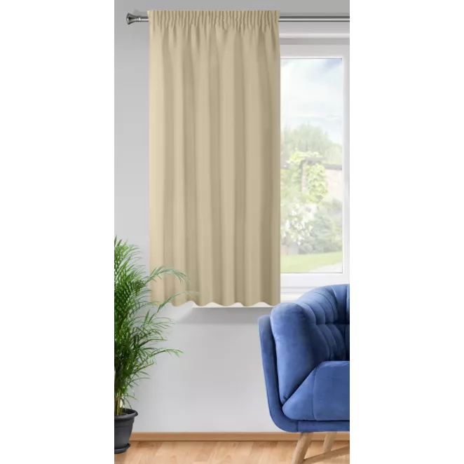 Zasłona beżowo z matowej gładkiej tkaniny 140x175 cm taśma RITA Eurofirany