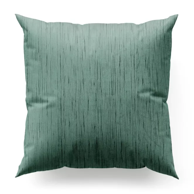 Poszewka szyta miętowa z tkaniny welwetowej w pionowe prążki, wykończona obciążnikiem