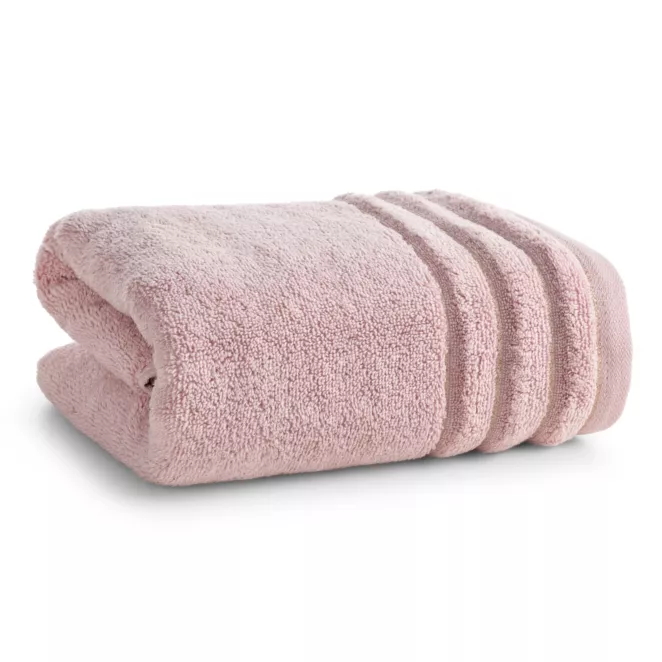 Ręcznik kąpielowy 50x90 cm bawełniany kolor pudrowy z błyszczącą bordiurą 500 g/m2 NADINE Eurofirany