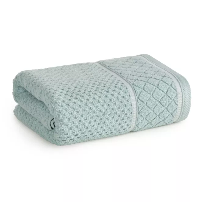 Ręcznik do rąk 30x50 cm bawełniany kolor miętowy o strukturze krateczki z ozdobną bordiurą 500 g/m2 FAVORI Eurofirany