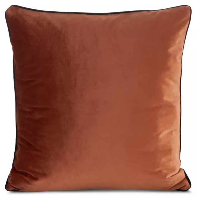 Poszewka na poduszkę 45x45 cm welwetowa o delikatnym połysku z ozdobną lamówką ceglasta GAJA 2 Eurofirany