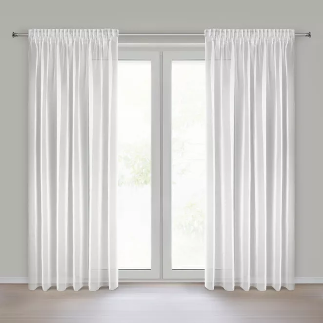 Firana biała z lekkiej i błyszczącej tkaniny 135x270 cm taśma SYLVIA ELLA LINE Eurofirany