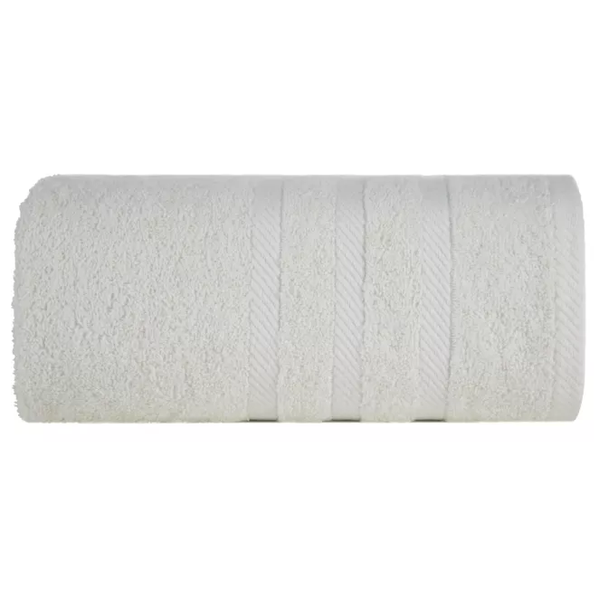 Ręcznik kąpielowy 100x150 cm bawełniany kolor kremowy z ozdobną bordiurą 500 g/m2 MILO Eurofirany