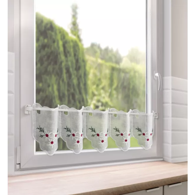 Tkanina firanowa zazdrostka zdobiona haftem drobnych kwiatów Eurofirany