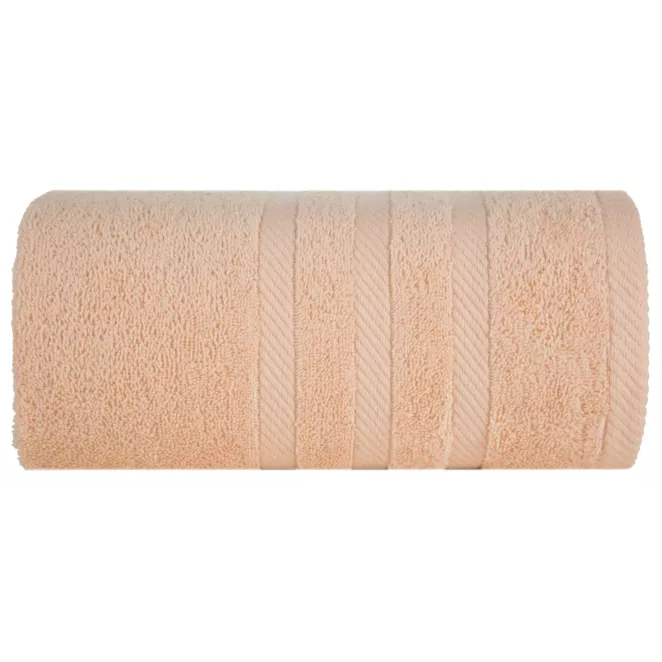 Ręcznik kąpielowy 100x150 cm bawełniany kolor jasnopomarańczowy z ozdobną bordiurą 500 g/m2 MILO Eurofirany