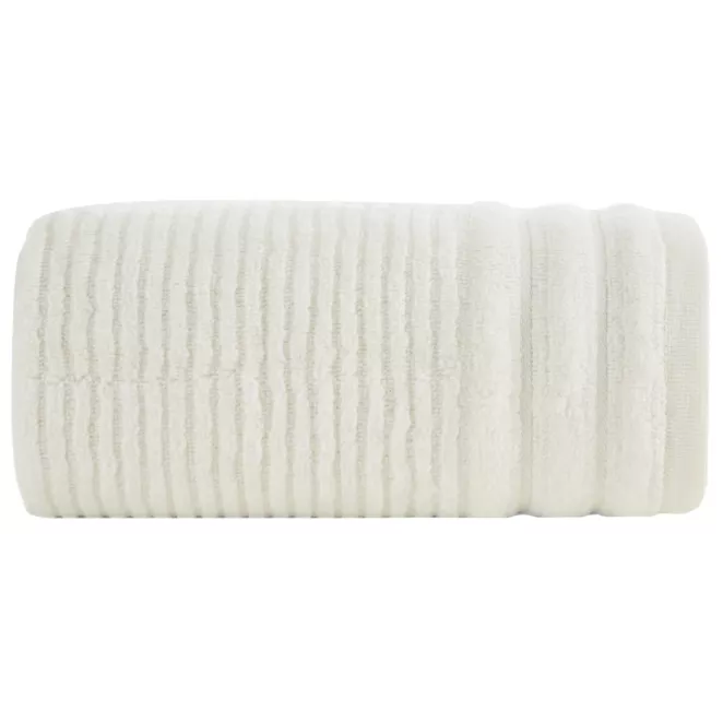Ręcznik do rąk 30x50 cm bawełniany kolor kremowy bordiurą zero twist zdobiony paseczkami 400 g/m2 SAMMY Eurofirany
