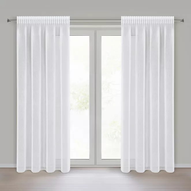 Firana biała z gładkiej matowej etaminy 140x270 cm taśma ELPIDIA Eurofirany