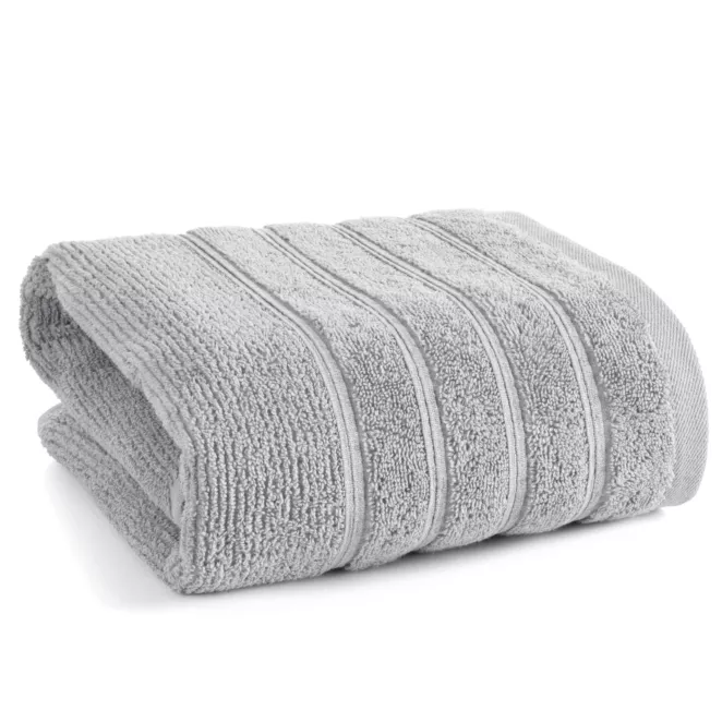 Ręcznik kąpielowy 70x140 cm bawełniany kolor srebrny w błyszczące paseczki AMIRA Eurofirany