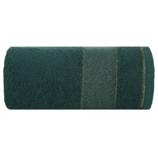 Bawełniany ręcznik NESSY z  ozdobną bordiurą z geometrycznym wzorem z dodatkiem lśniącej nici Eurofirany