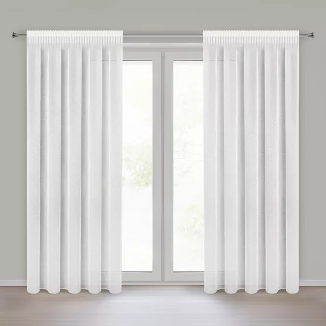 Firana biała z akcentem drobnego deszczyku 140x270 cm taśma RAIN Eurofirany