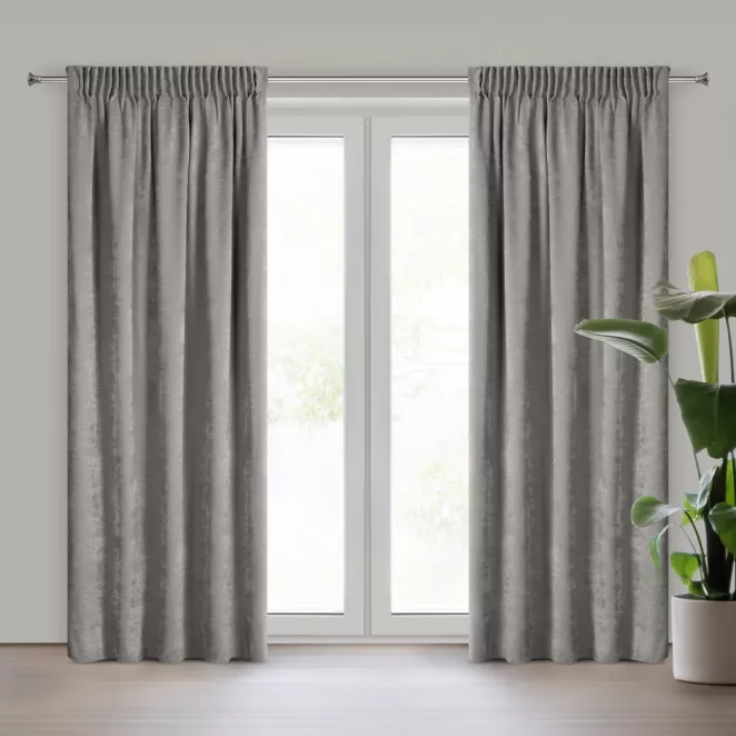 Zasłona szara z szenilowej tkaniny 140x270cm taśma - VANI Eurofirany