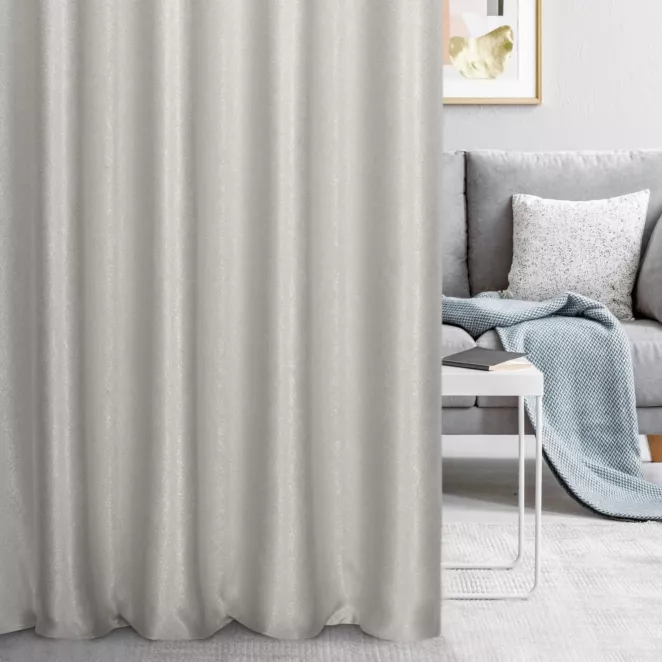 Zasłona szyta na taśmie fala naturalna z gładkiej, zaciemniającej tkaniny z wyraźnym splotem