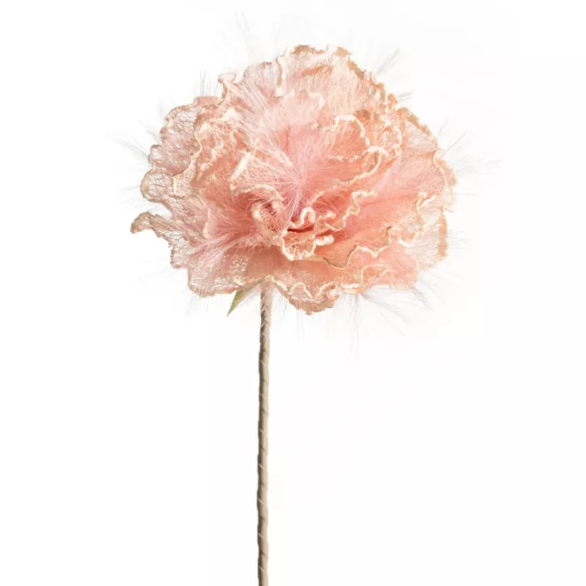 Kwiat sztuczny jasnoróżowy z siateczki 80 cm Eurofirany