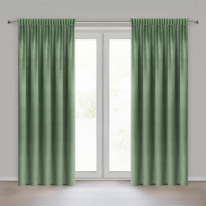 Zasłona ciemnomiętowa z tkaniny welwetowej 140x270 cm taśma ROSA Design 91 Eurofirany