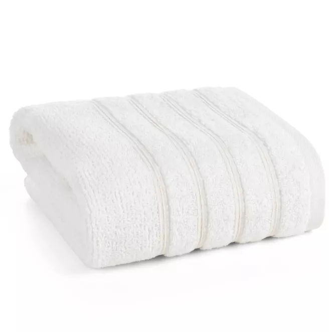 Ręcznik kąpielowy 70x140 cm bawełniany kolor kremowy w błyszczące paseczki AMIRA Eurofirany