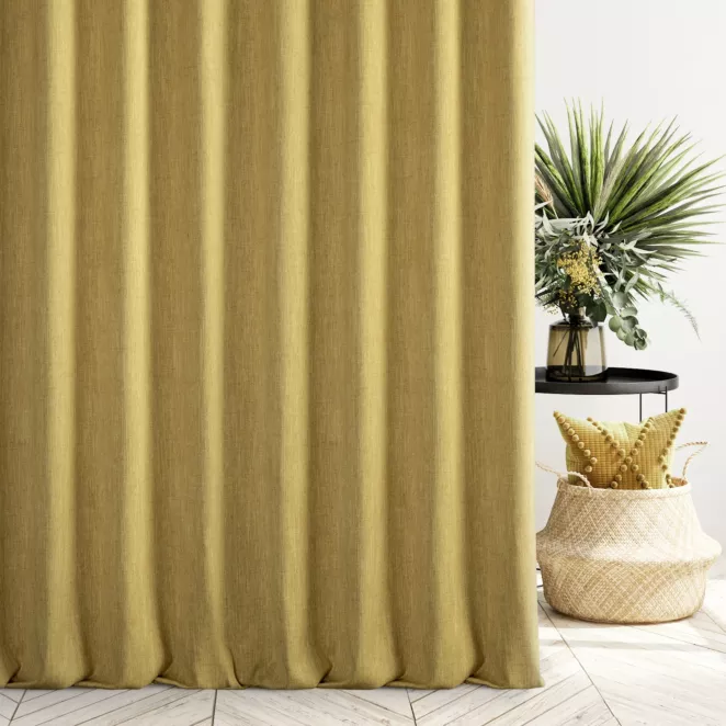Zasłona szyta na taśmie fala miodowa z tkaniny o naturalnym splocie z efektem melanżu