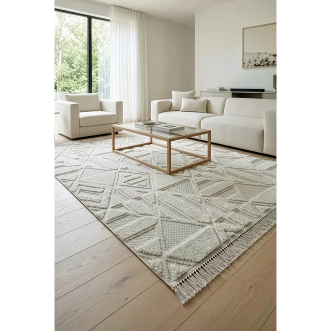 Dywan 50x80 cm jasnosrebrny,  jasnoszary zdobiony wielowymiarową strukturą z drobnym splotem LE MANS 3 Eurofirany