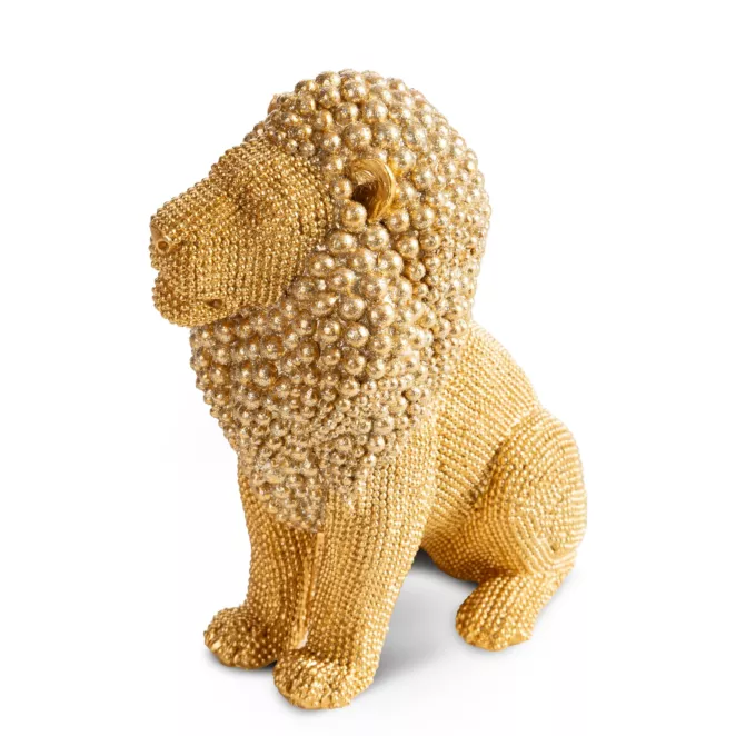 Figurka złota w kształcie Lwa o drobnym strukturalnym wzorze 15x9x18 cm ELDO 2 Eurofirany