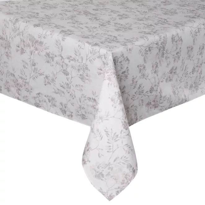 Obrus kremowo, beżowy 140x220 cm wodoodporny GARDEN na taras oraz balkon z motywem roślinnym