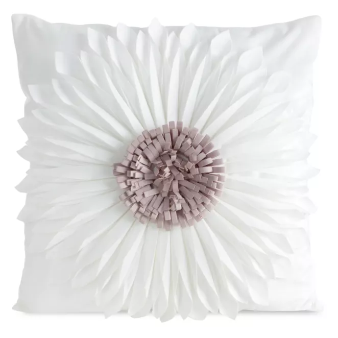 Poszewka na poduszkę 30 x 50 cm z welwetu kolor kremowo, pudrowy zdobiona kwiatem 3D FLORES 3 Eurofirany