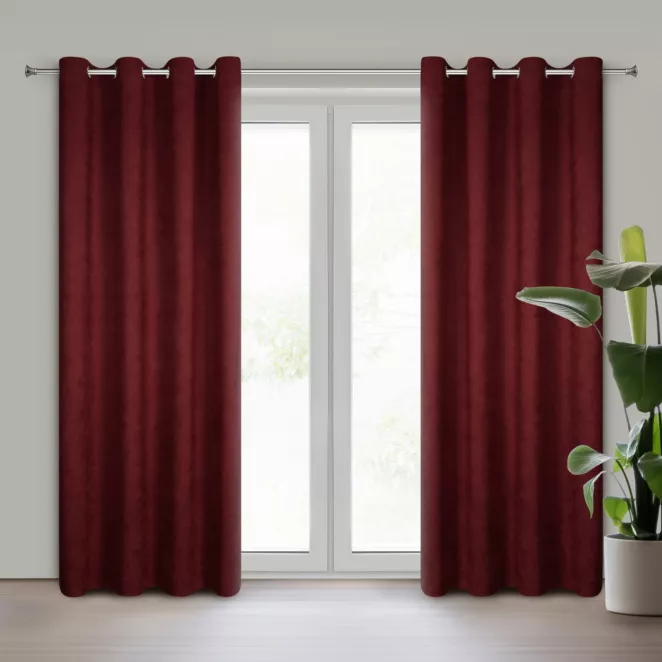 Zasłona bordowa z tkaniny zamszowej 140x250 przelotka ADA Eurofirany
