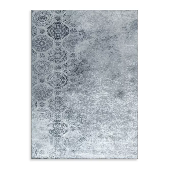 Dywan 50x80 cm srebno, szary zdobiony motywem ornamentów LOTUS 7 Eurofirany