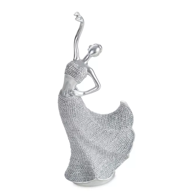 Figurka srebrna w kształcie baletnicy o drobnym strukturalnym wzorze 8x5x20 cm ELDO Eurofirany