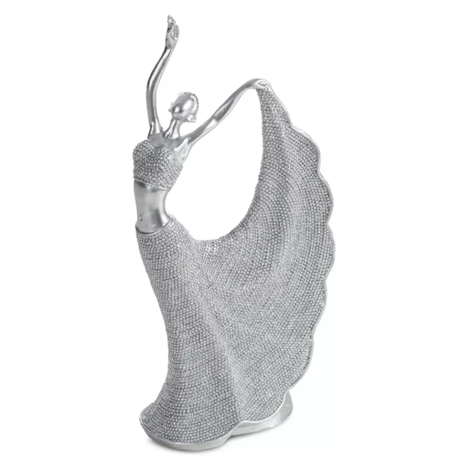 Figurka srebrna w kształcie baletnicy o drobnym strukturalnym wzorze 13x7x26 cm ELDO Eurofirany