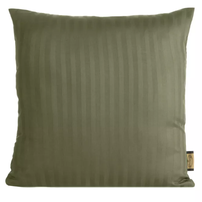 Poszewka na poduszkę 40x40 cm z satyny bawełnianej w prążki oliwkowa VERA Eurofirany
