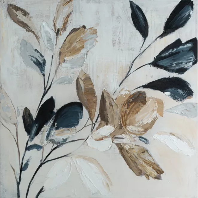 Obraz ręcznie malowany na płótnie z motywem liści Eurofirany