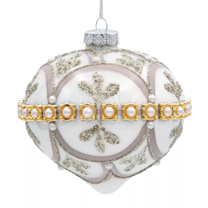 Klasyczna bombka choinkowa ręcznie zdobiona perełkami Eurofirany