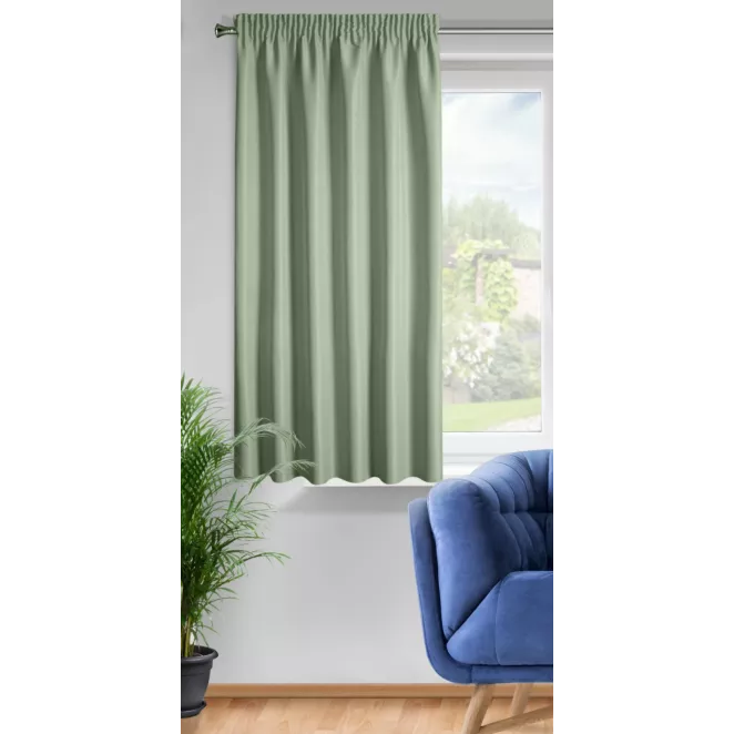 Zasłona oliwkowa z matowej gładkiej tkaniny 140x175 cm taśma - RITA Eurofirany
