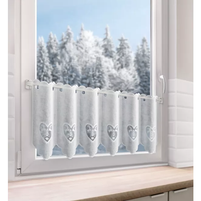 Tkanina firanowa zazdrostka z świątecznym ażurowym haftem Eurofirany