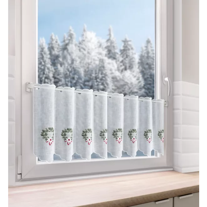 Tkanina firanowa zazdrostka z haftem świątecznym Eurofirany