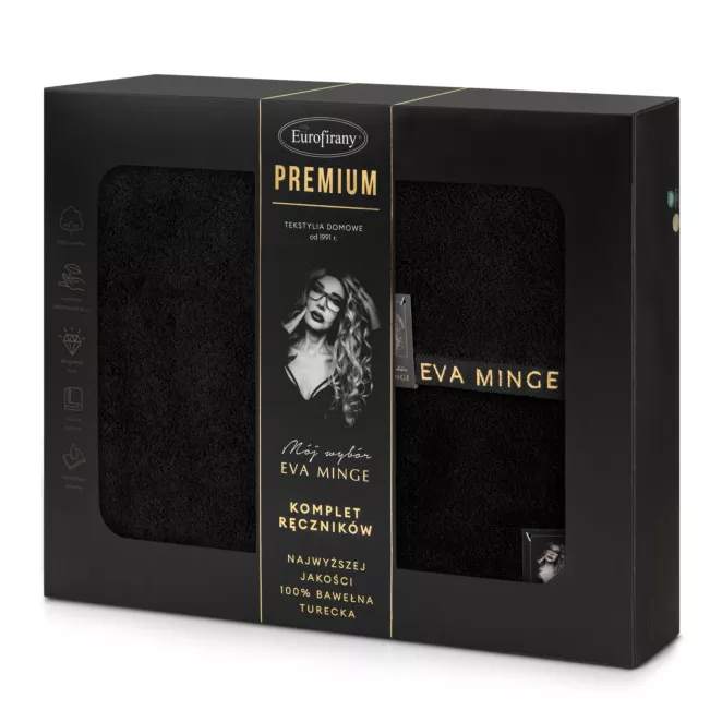 Zestaw ręczników bawełnianych 3 szt kolor czarny 550 g/m2 VENUS Eva Minge Eurofirany