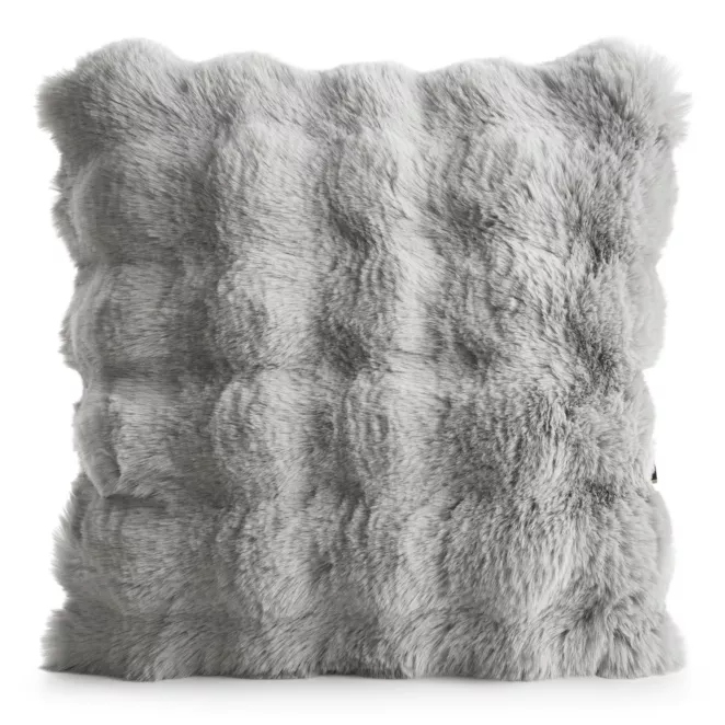 Poszewka na poduszkę 45x45 cm z futerka kolor srebrny zdobiona efektem 3D LILY Eurofirany