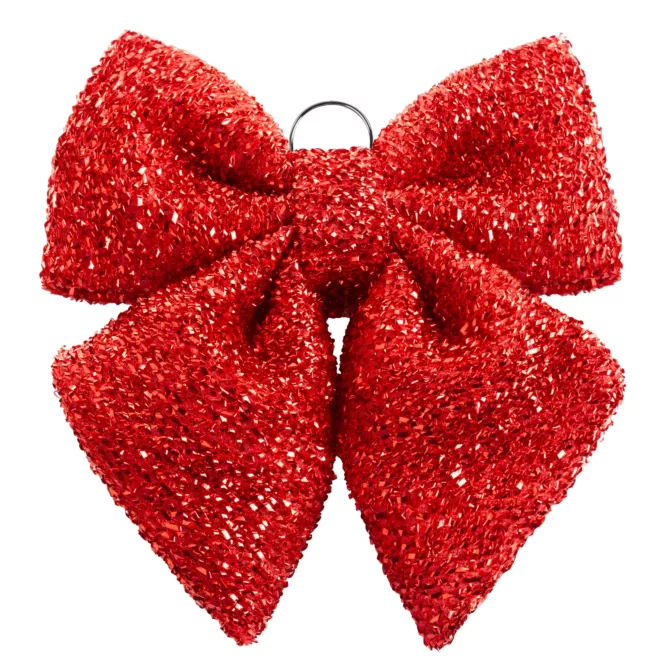Świąteczna ozdoba w kształcie kokardy z błyszczącej tkaniny Eurofirany
