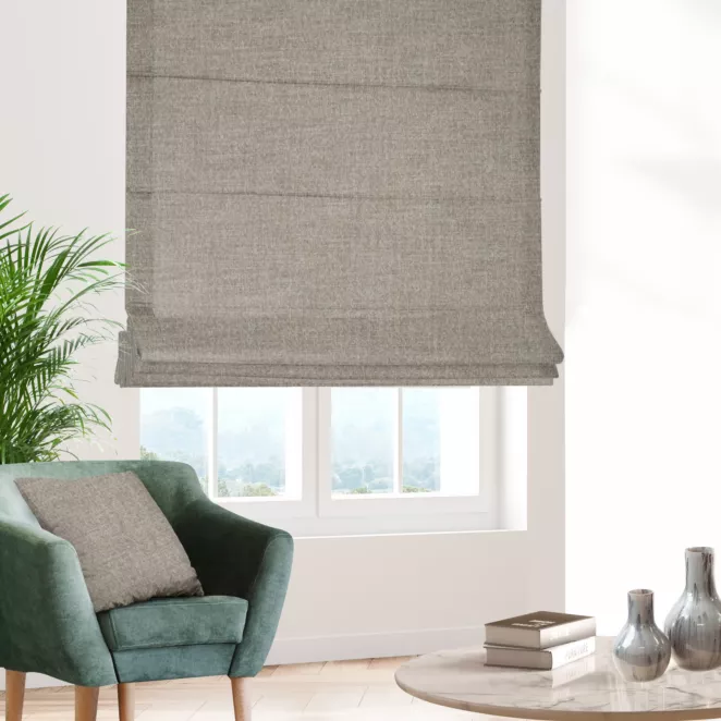 Roleta rzymska FELICITY beżowo jasnoszara o naturalnym splocie w melanżowych odcieniach