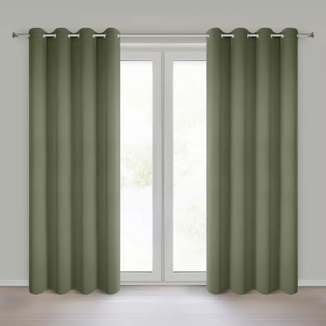 Zasłona oliwkowa zaciemniająca gładka 140x250 cm przelotka - NERISA Eurofirany