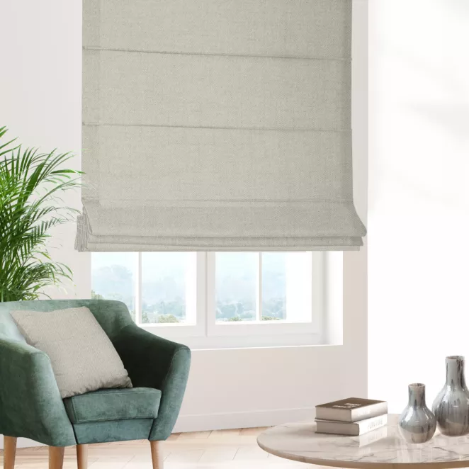 Roleta rzymska naturalna z tkaniny z jodełkowym wzorem geometrycznym