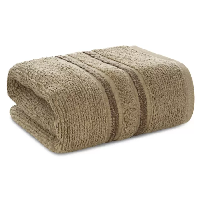 Ręcznik do rąk 30x50 cm bawełniany kolor ciemnobeżowy w kontrastujące pasy 500 g/m2 DINA Eurofirany