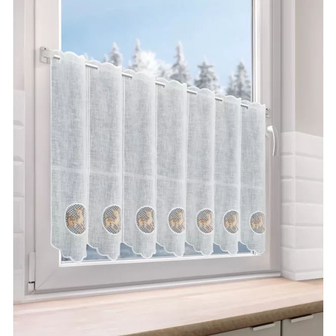 Tkanina firanowa zazdrostka z świątecznym haftem Eurofirany