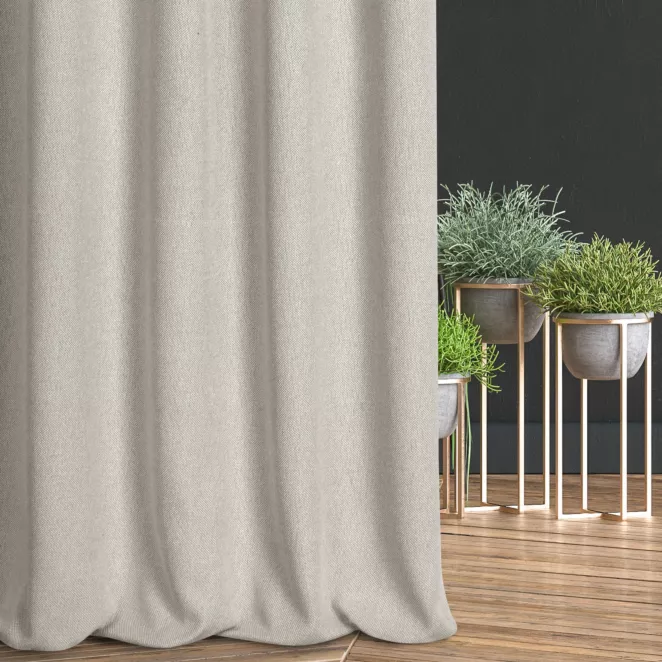 Zasłona szyta na flexach naturalna z tkaniny o grubym splocie i efektem melanżu