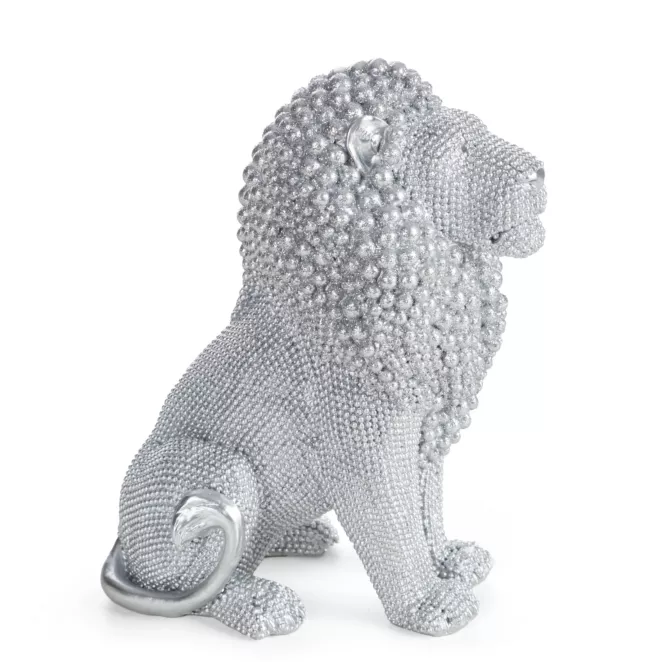 Figurka srebrna w kształcie Lwa o drobnym strukturalnym wzorze 15x9x18 cm ELDO 1 Eurofirany