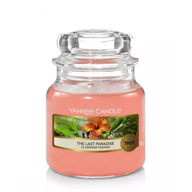 Mała świeca zapachowa w szklanym słoiku z pokrywką YANKEE CANDLE o zapachu The Last Paradise